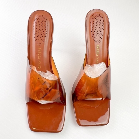 Azalea Wang Heel women 9 Just A Feeling Stiletto Sandal Brown Open Toe Bejeweled - Picture 4 of 13